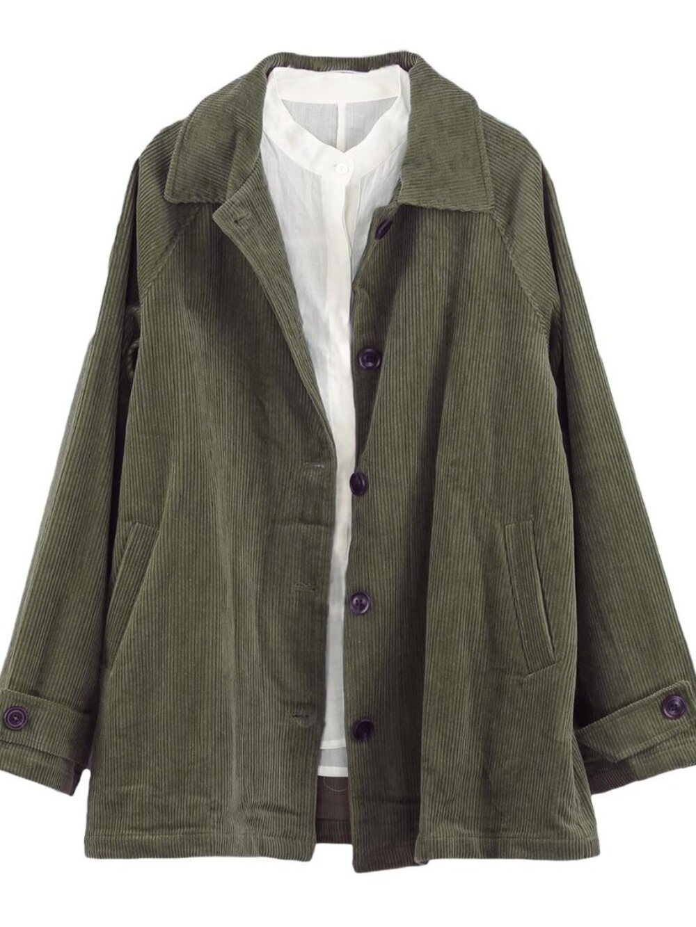 Women's Corduroy Jackets Long Sleeve Coats Button Down Outwear Tops with Pockets
